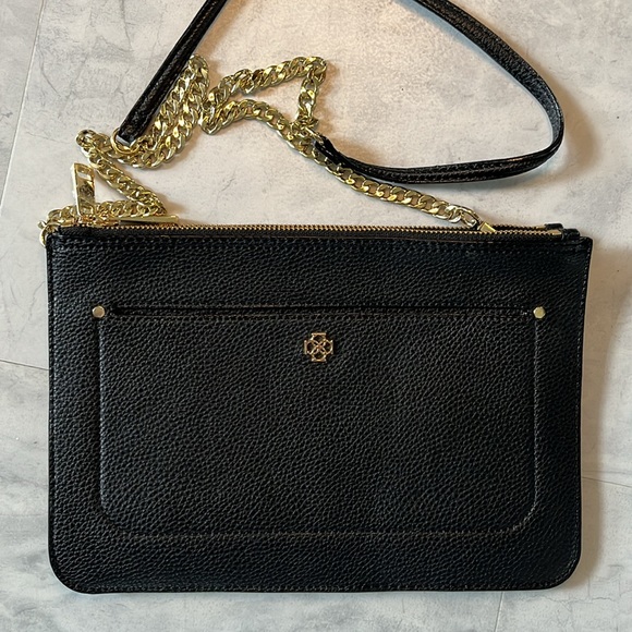 Ann Taylor   Mini iPad bag  stunning business case   genuine leather  black/gold - Picture 1 of 15